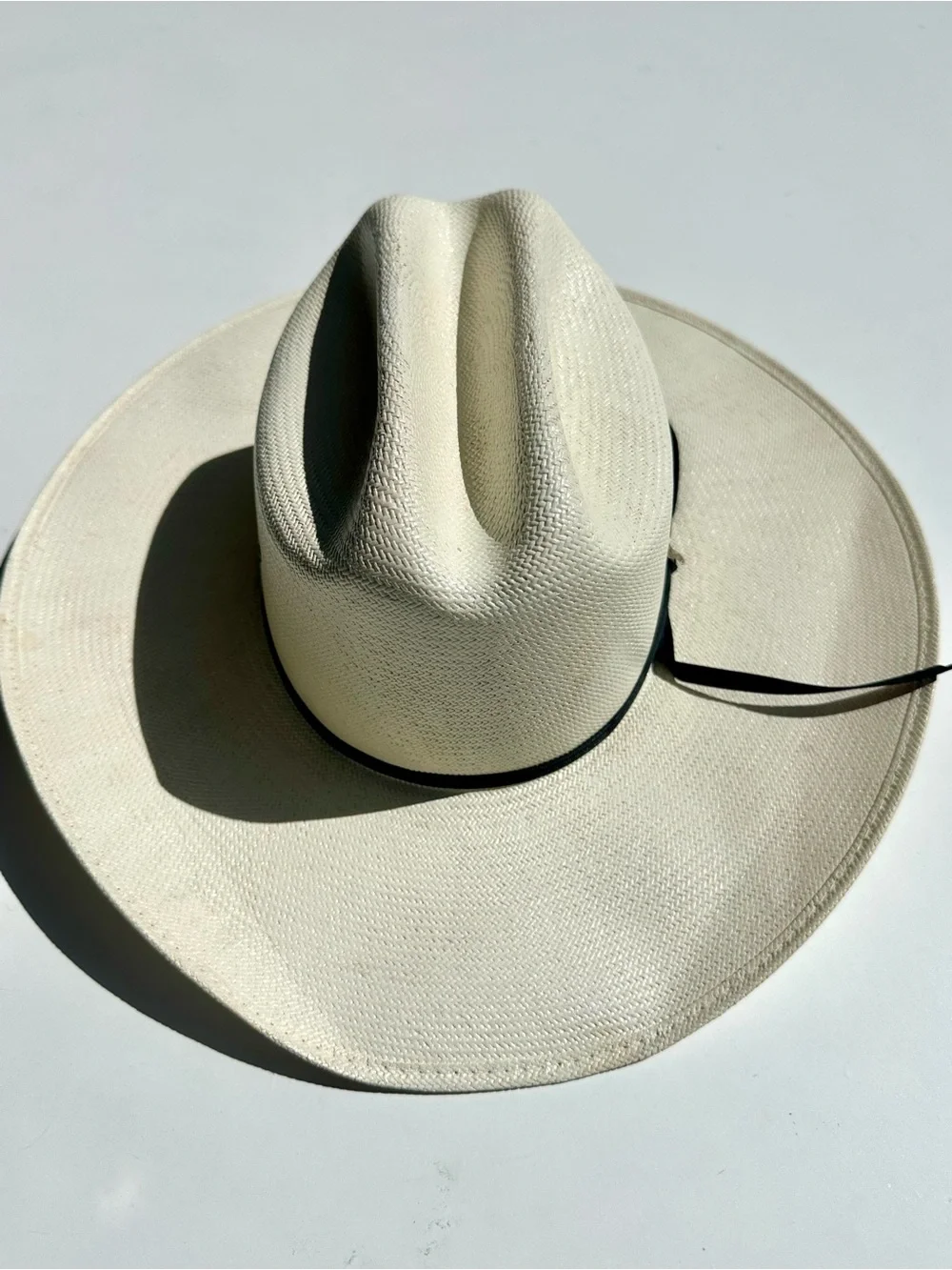 American Hat Co Para Panama Men's Wide-Brim Outback Hat Cream, Black Band, 7 1/8